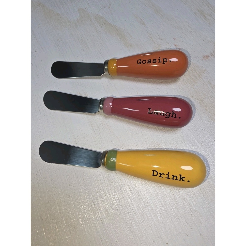 Department 56 Celebrate  Appetizer Snack Cheese  Spreaders Gossip, Laugh, Drink